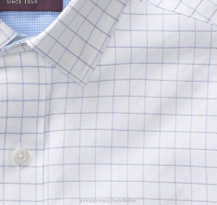 Johnston & Murphy Hommes chemise habillée à manches longues TXRN660 vêtements vitre blanche