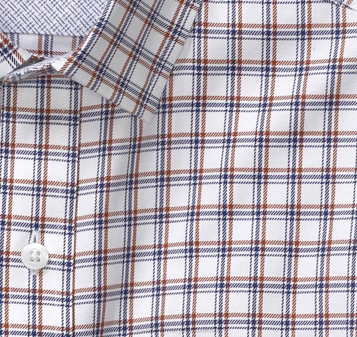Johnston & Murphy Hommes chemise habillée à manches longues TXRN661 vêtements grille triple cadre orange