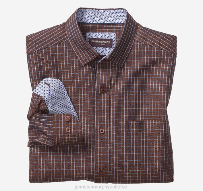 Johnston & Murphy Hommes chemise habillée à manches longues TXRN690 vêtements vitre en sergé rouille