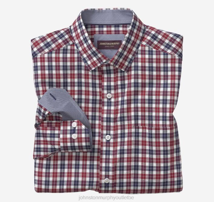 Johnston & Murphy Hommes chemise habillée à manches longues TXRN726 vêtements contrôle du quad rouge