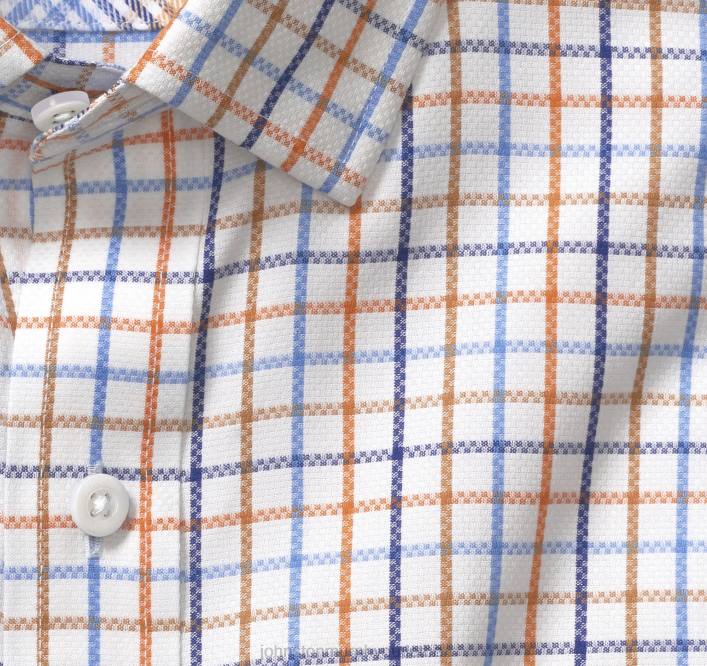 Johnston & Murphy Hommes chemise habillée à manches longues TXRN727 vêtements grille quadruple bleu/orange
