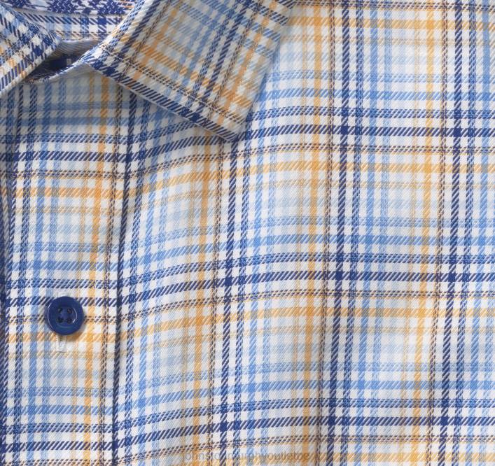 Johnston & Murphy Hommes chemise habillée à manches longues TXRN728 vêtements chèque ombre bleu/orange