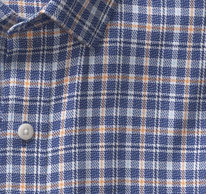 Johnston & Murphy Hommes chemise habillée à manches longues TXRN729 vêtements plaid texturé bleu marine/orange