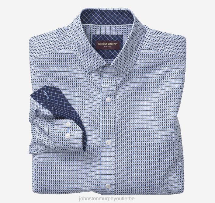 Johnston & Murphy Hommes chemise habillée à manches longues TXRN785 vêtements carrés entourés de bleu