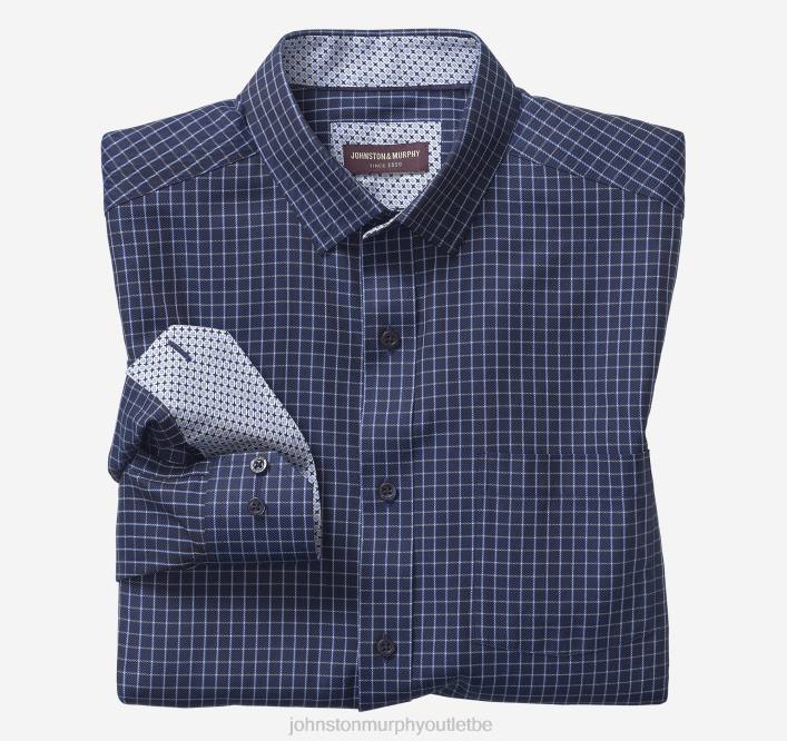 Johnston & Murphy Hommes chemise habillée à manches longues TXRN786 vêtements vitre en sergé bleu marine