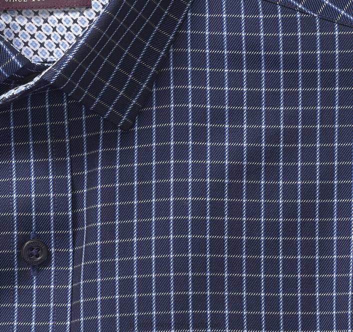 Johnston & Murphy Hommes chemise habillée à manches longues TXRN786 vêtements vitre en sergé bleu marine
