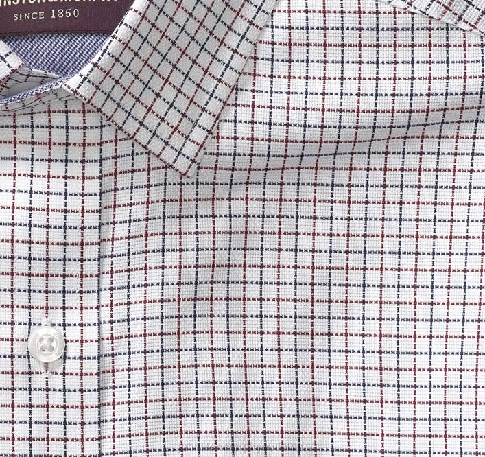 Johnston & Murphy Hommes chemise habillée à manches longues TXRN887 vêtements grille bicolore rouge
