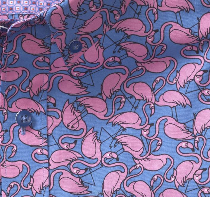 Johnston & Murphy Hommes chemise à manches courtes en coton imprimé TXRN399 vêtements flamant bleu