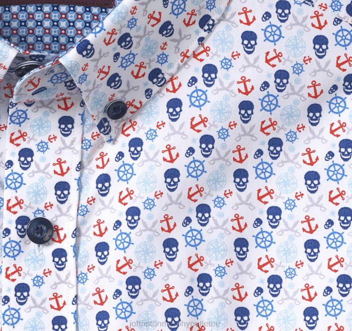 Johnston & Murphy Hommes chemise à manches courtes en coton imprimé TXRN401 vêtements pirate bleu