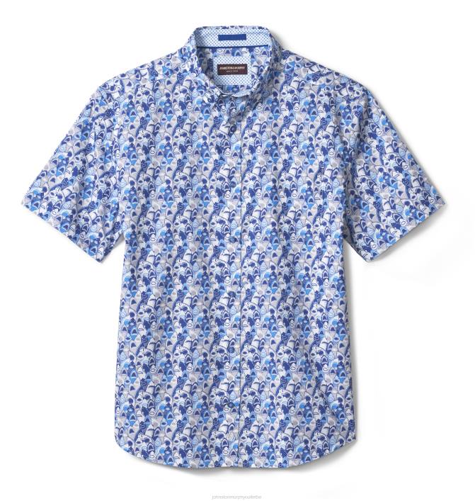 Johnston & Murphy Hommes chemise à manches courtes en coton imprimé TXRN409 vêtements requin à bouche bleue