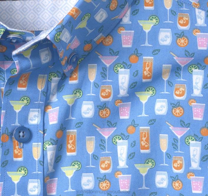 Johnston & Murphy Hommes chemise à manches courtes en coton imprimé TXRN411 vêtements cocktail bleu