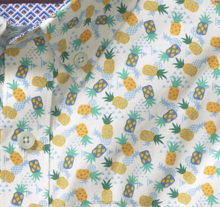 Johnston & Murphy Hommes chemise à manches courtes en coton imprimé TXRN419 vêtements blanc/multi ananas