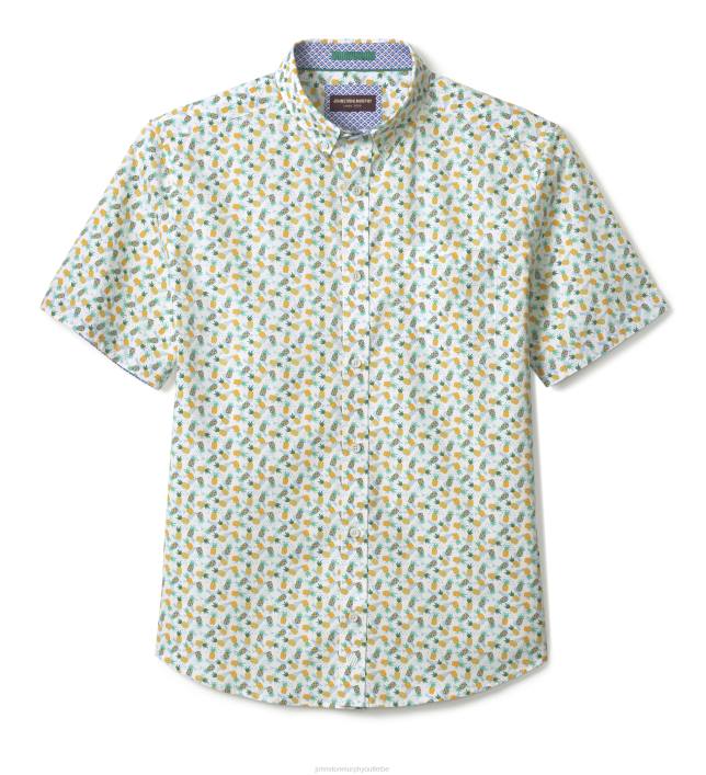 Johnston & Murphy Hommes chemise à manches courtes en coton imprimé TXRN419 vêtements blanc/multi ananas