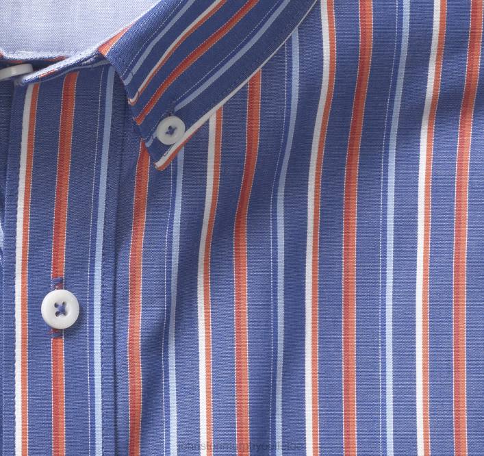 Johnston & Murphy Hommes chemise à manches courtes en coton imprimé TXRN420 vêtements rayure marine