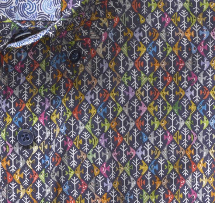 Johnston & Murphy Hommes chemise à manches courtes en coton imprimé TXRN422 vêtements poisson de la marine