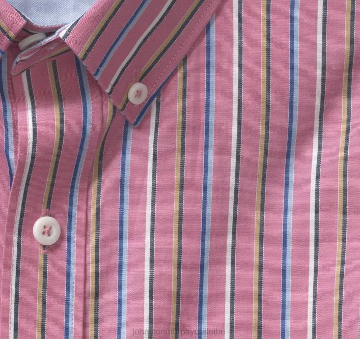 Johnston & Murphy Hommes chemise à manches courtes en coton imprimé TXRN424 vêtements bande rose