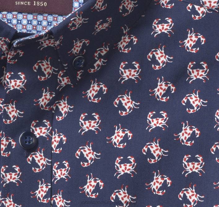 Johnston & Murphy Hommes chemise à manches courtes en coton imprimé TXRN429 vêtements crabe marin