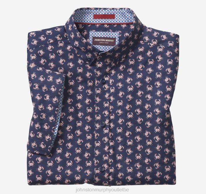 Johnston & Murphy Hommes chemise à manches courtes en coton imprimé TXRN429 vêtements crabe marin