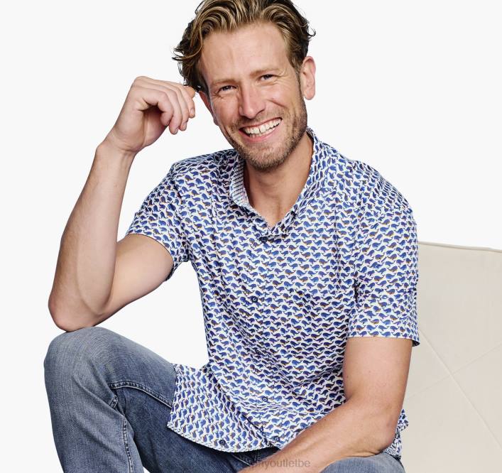 Johnston & Murphy Hommes chemise à manches courtes en coton imprimé TXRN434 vêtements baleine blanche