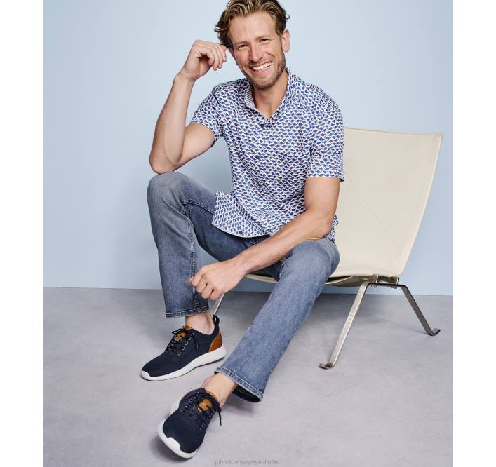 Johnston & Murphy Hommes chemise à manches courtes en coton imprimé TXRN434 vêtements baleine blanche