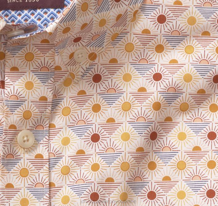 Johnston & Murphy Hommes chemise à manches courtes en coton imprimé TXRN437 vêtements lever de soleil jaune