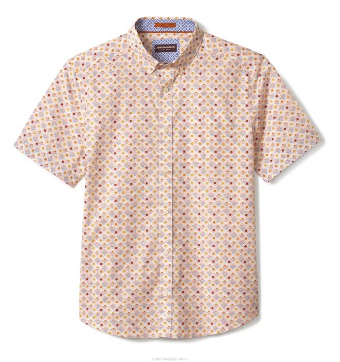 Johnston & Murphy Hommes chemise à manches courtes en coton imprimé TXRN437 vêtements lever de soleil jaune