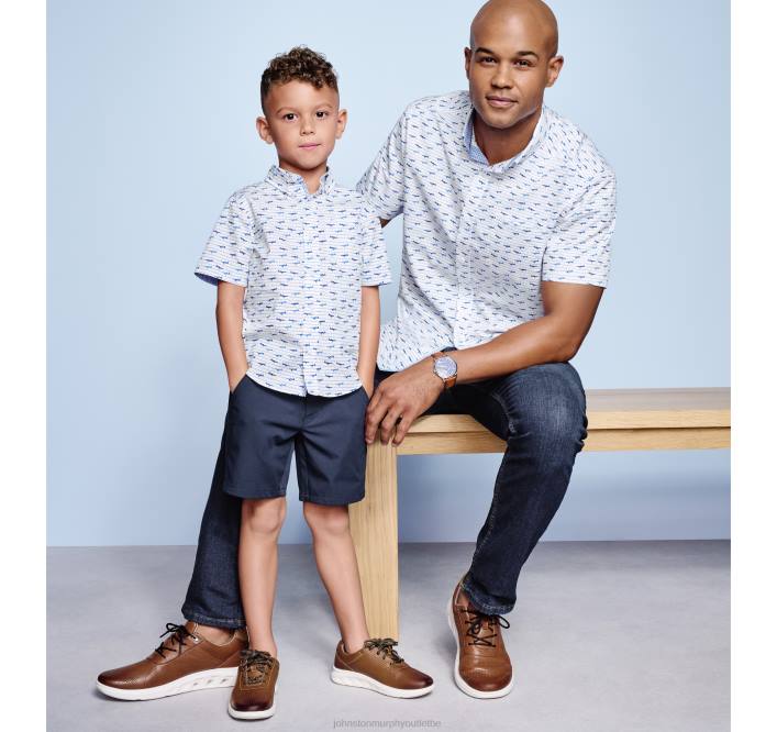 Johnston & Murphy Hommes chemise à manches courtes en coton imprimé TXRN449 vêtements avion blanc