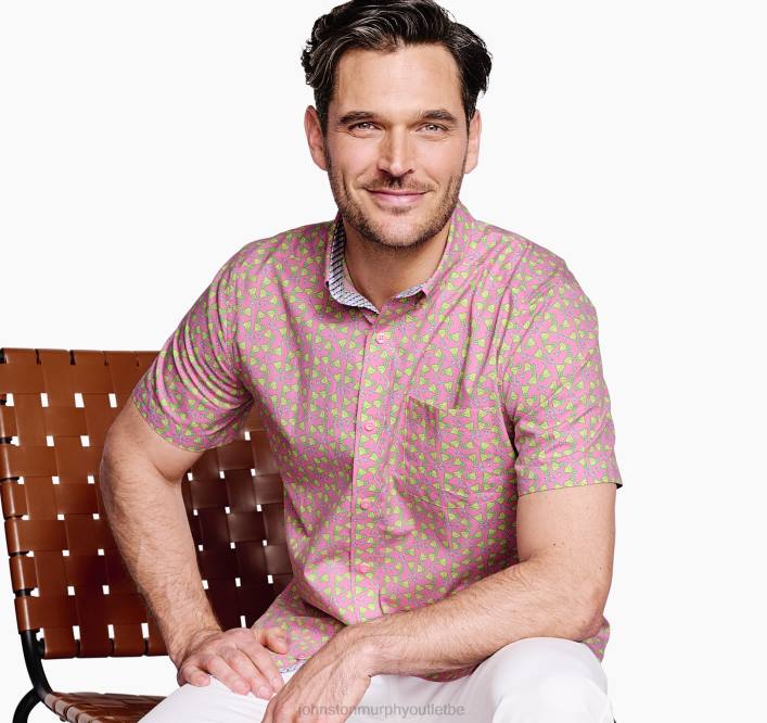 Johnston & Murphy Hommes chemise à manches courtes en coton imprimé TXRN481 vêtements margarita rose