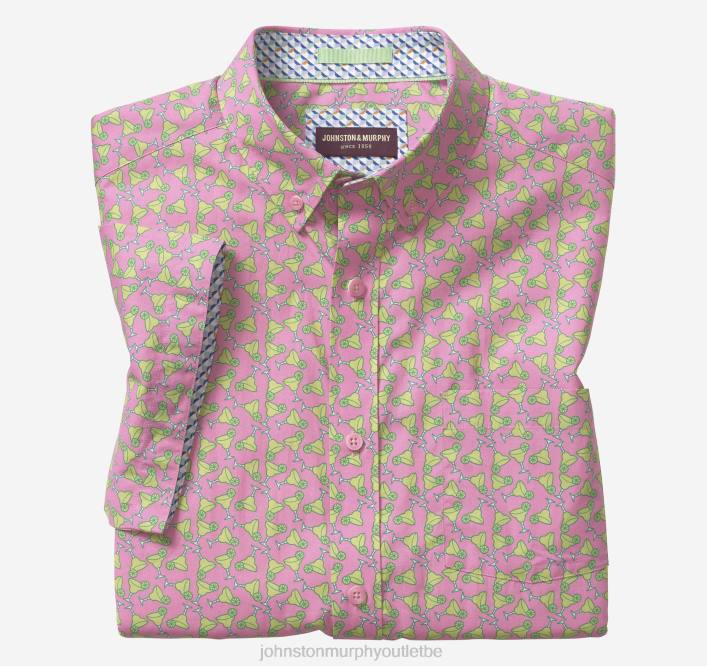 Johnston & Murphy Hommes chemise à manches courtes en coton imprimé TXRN481 vêtements margarita rose