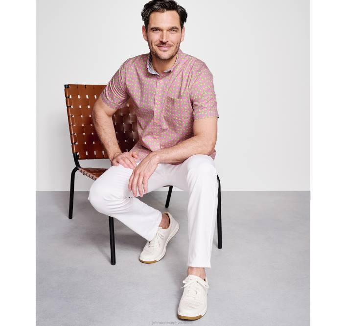Johnston & Murphy Hommes chemise à manches courtes en coton imprimé TXRN481 vêtements margarita rose