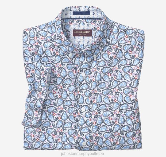 Johnston & Murphy Hommes chemise à manches courtes en coton imprimé TXRN606 vêtements crâne blanc multi paisley