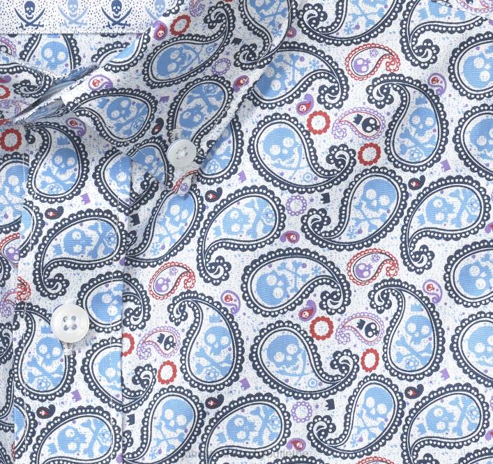 Johnston & Murphy Hommes chemise à manches courtes en coton imprimé TXRN606 vêtements crâne blanc multi paisley