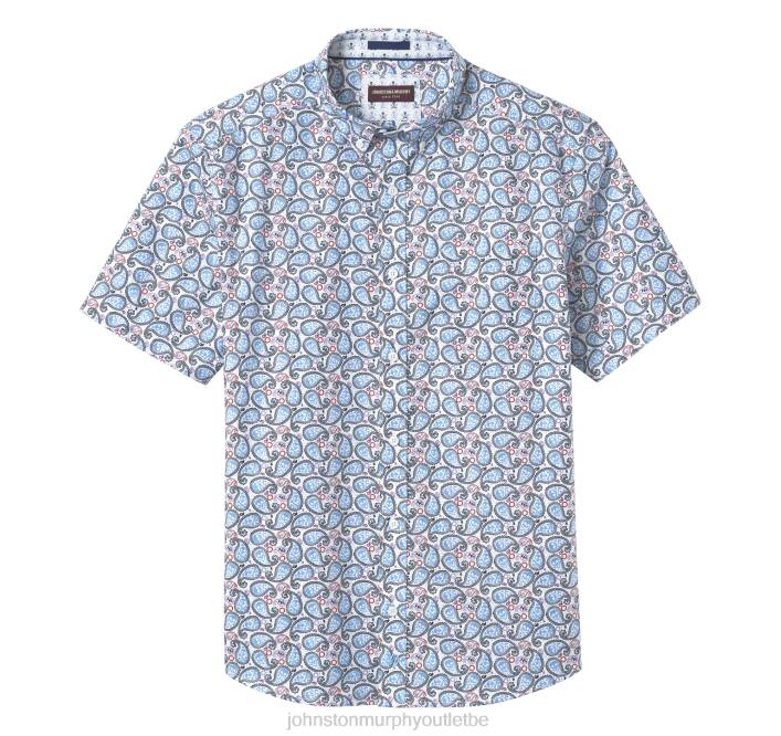 Johnston & Murphy Hommes chemise à manches courtes en coton imprimé TXRN606 vêtements crâne blanc multi paisley