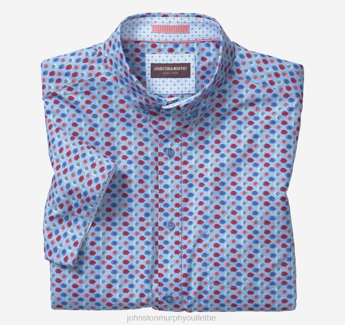 Johnston & Murphy Hommes chemise à manches courtes en coton imprimé TXRN895 vêtements poisson multi bleu