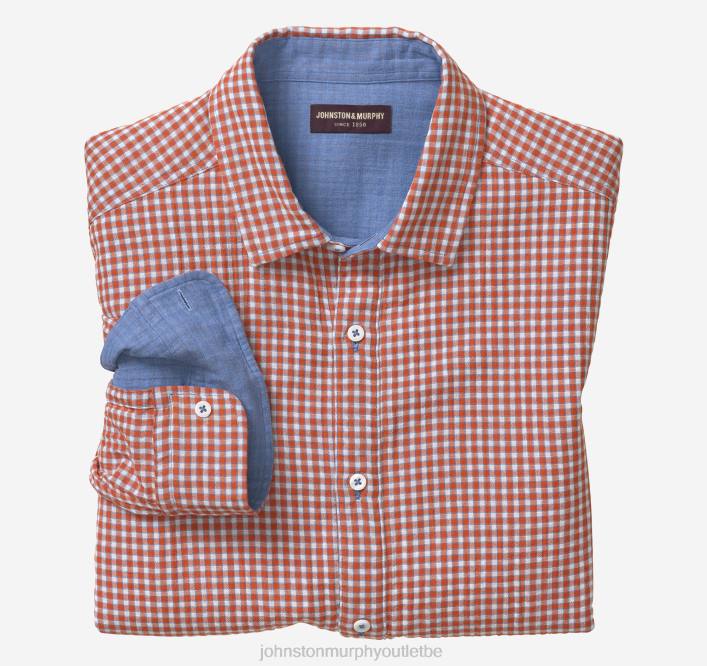 Johnston & Murphy Hommes chemise à manches longues double épaisseur TXRN698 vêtements vichy rouge