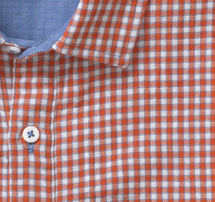 Johnston & Murphy Hommes chemise à manches longues double épaisseur TXRN698 vêtements vichy rouge