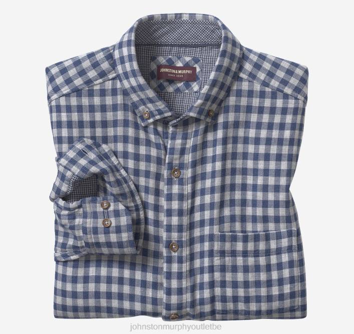 Johnston & Murphy Hommes chemise à manches longues double épaisseur TXRN709 vêtements vichy marine