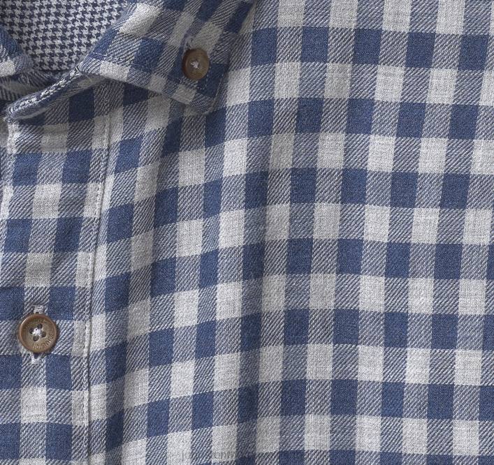 Johnston & Murphy Hommes chemise à manches longues double épaisseur TXRN709 vêtements vichy marine
