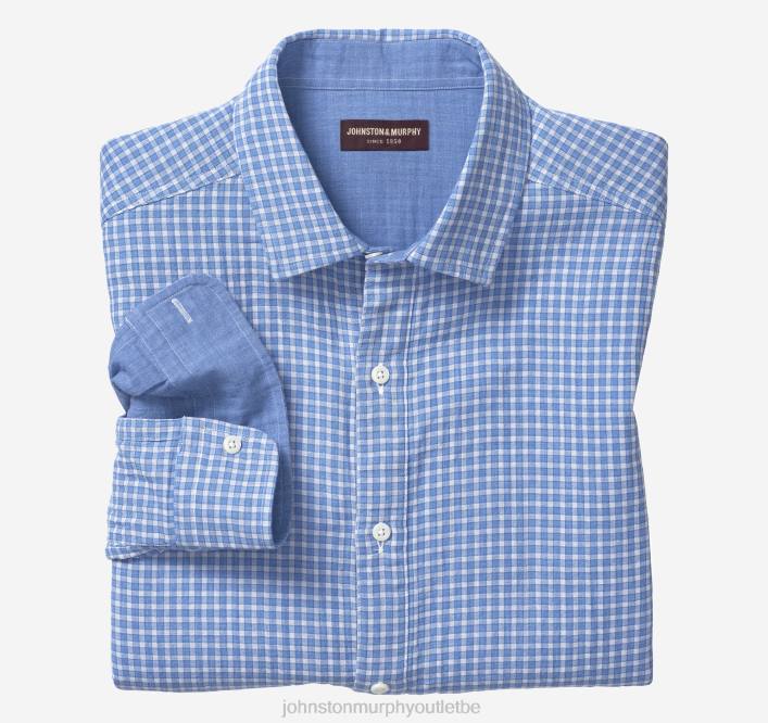 Johnston & Murphy Hommes chemise à manches longues double épaisseur TXRN743 vêtements vichy bleu