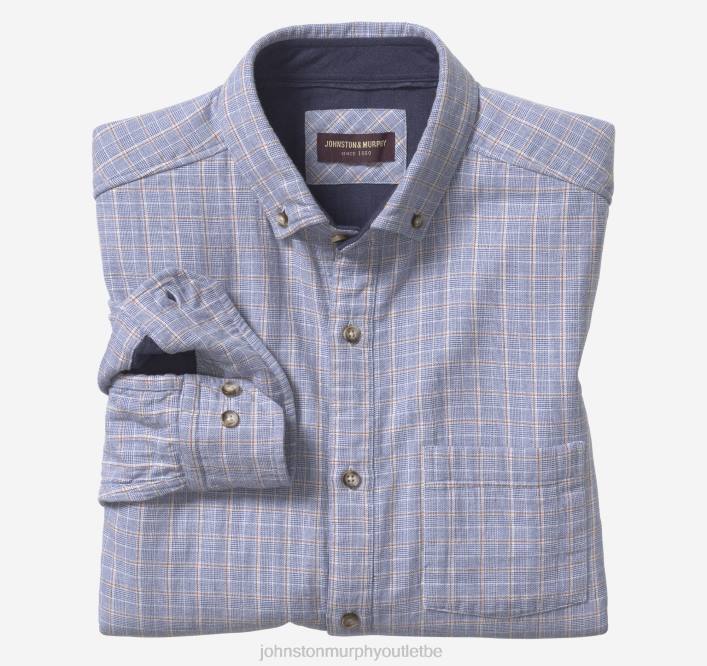 Johnston & Murphy Hommes chemise à manches longues double épaisseur TXRN761 vêtements carreaux bleus