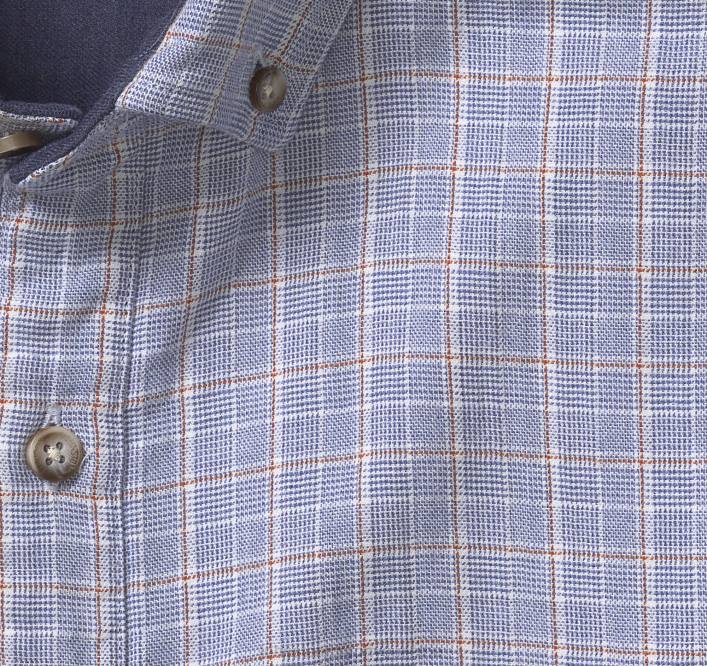 Johnston & Murphy Hommes chemise à manches longues double épaisseur TXRN761 vêtements carreaux bleus