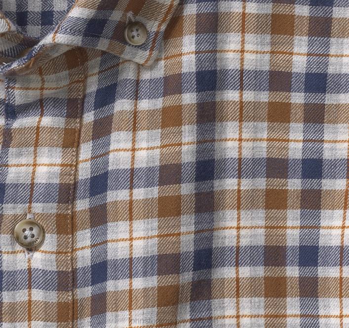 Johnston & Murphy Hommes chemise à manches longues double épaisseur TXRN839 vêtements carreaux beiges