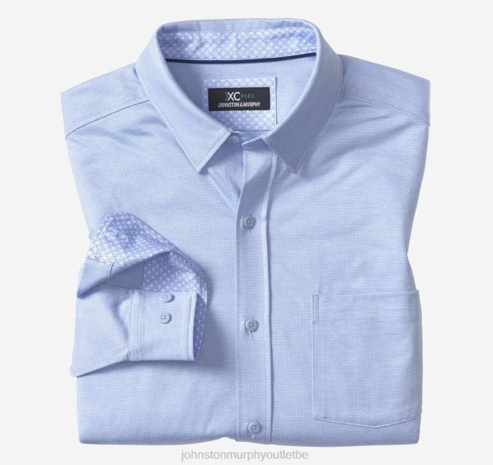 Johnston & Murphy Hommes chemise à manches longues extensible xc flex TXRN524 vêtements oeil d'oiseau bleu