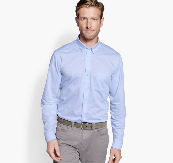 Johnston & Murphy Hommes chemise à manches longues extensible xc flex TXRN524 vêtements oeil d'oiseau bleu