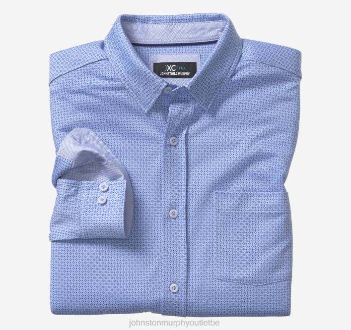 Johnston & Murphy Hommes chemise à manches longues extensible xc flex TXRN586 vêtements point de diamant bleu