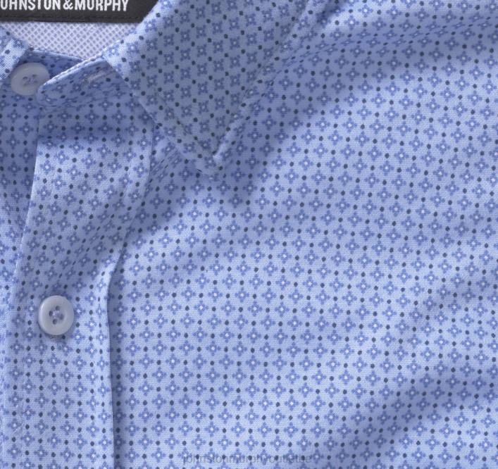 Johnston & Murphy Hommes chemise à manches longues extensible xc flex TXRN586 vêtements point de diamant bleu