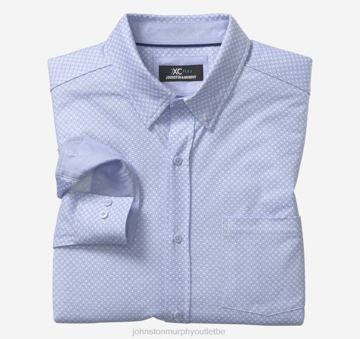 Johnston & Murphy Hommes chemise à manches longues extensible xc flex TXRN604 vêtements cercle bleu clair