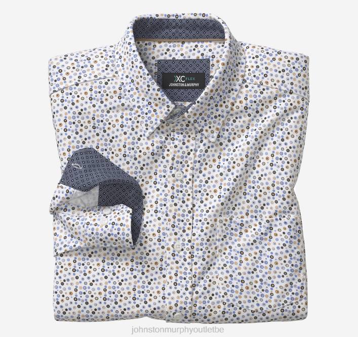 Johnston & Murphy Hommes chemise à manches longues extensible xc flex TXRN618 vêtements fleur ronde blanche