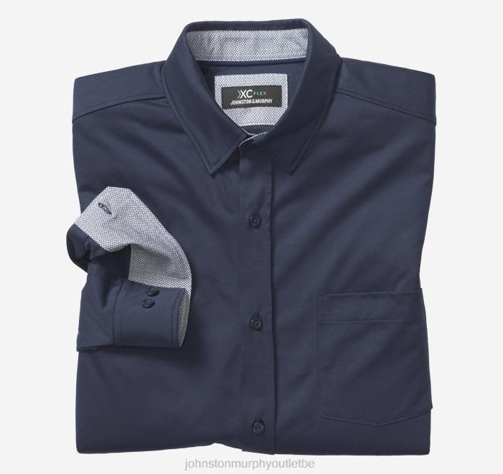 Johnston & Murphy Hommes chemise à manches longues extensible xc flex TXRN634 vêtements marine uni
