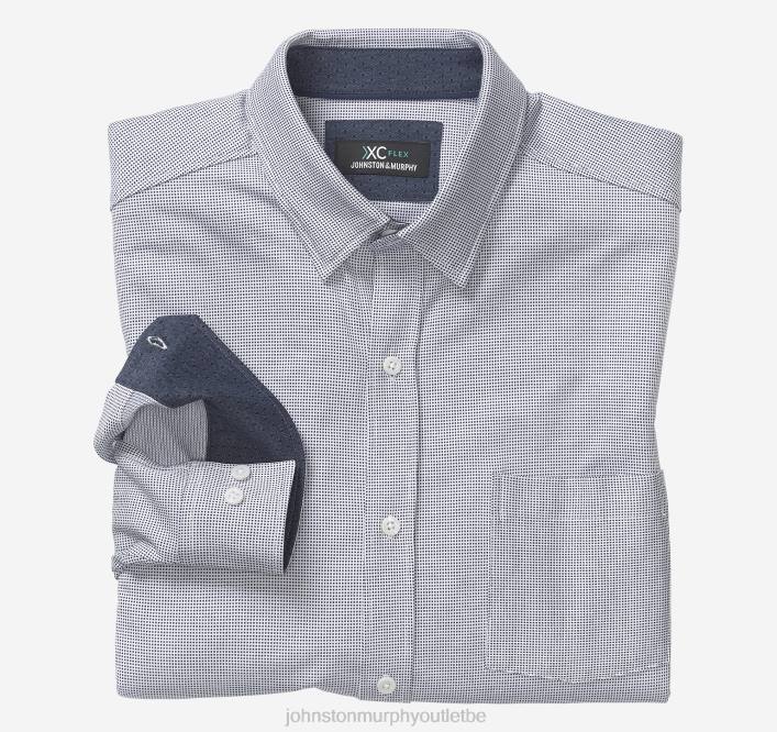 Johnston & Murphy Hommes chemise à manches longues extensible xc flex TXRN642 vêtements micro pois bleu marine